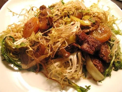 Liver and Let Die (Chicken Livers with Leeks, Balsamic Vinegar, and Dried Apricots)