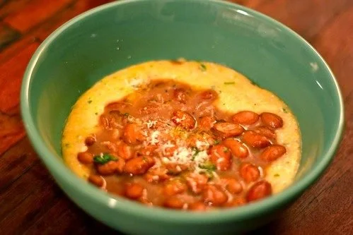 Stewed Borlotti Beans with Polenta