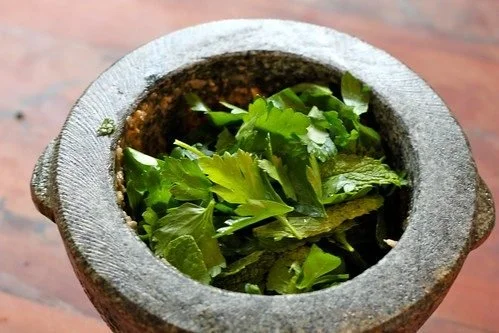 Salsa Verde via Mortar and Pestle