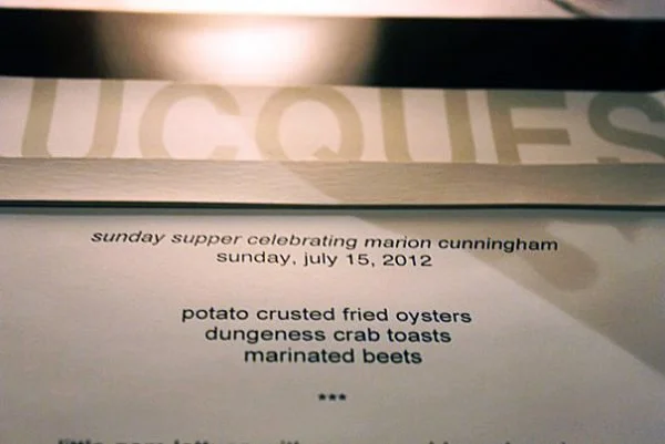 The Marion Cunningham Tribute Dinner at Lucques