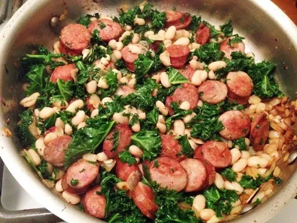 Chicken Sausage, White Beans and Kale