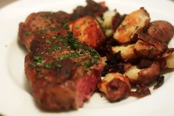 Julia Moskin’s Steak with Sam Sifton’s potatoes