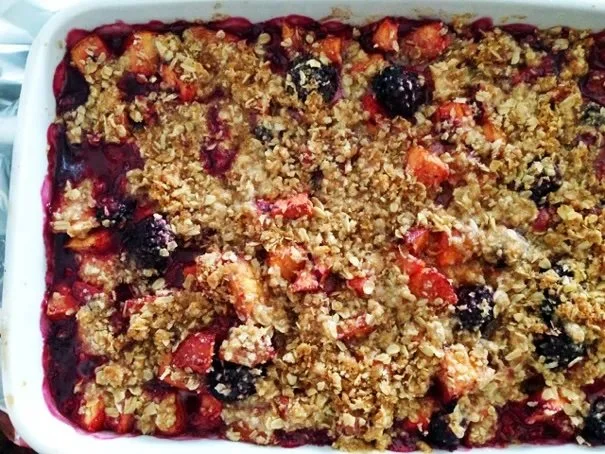 Vanilla Bean Brown Butter Nectarine Blackberry Crisp