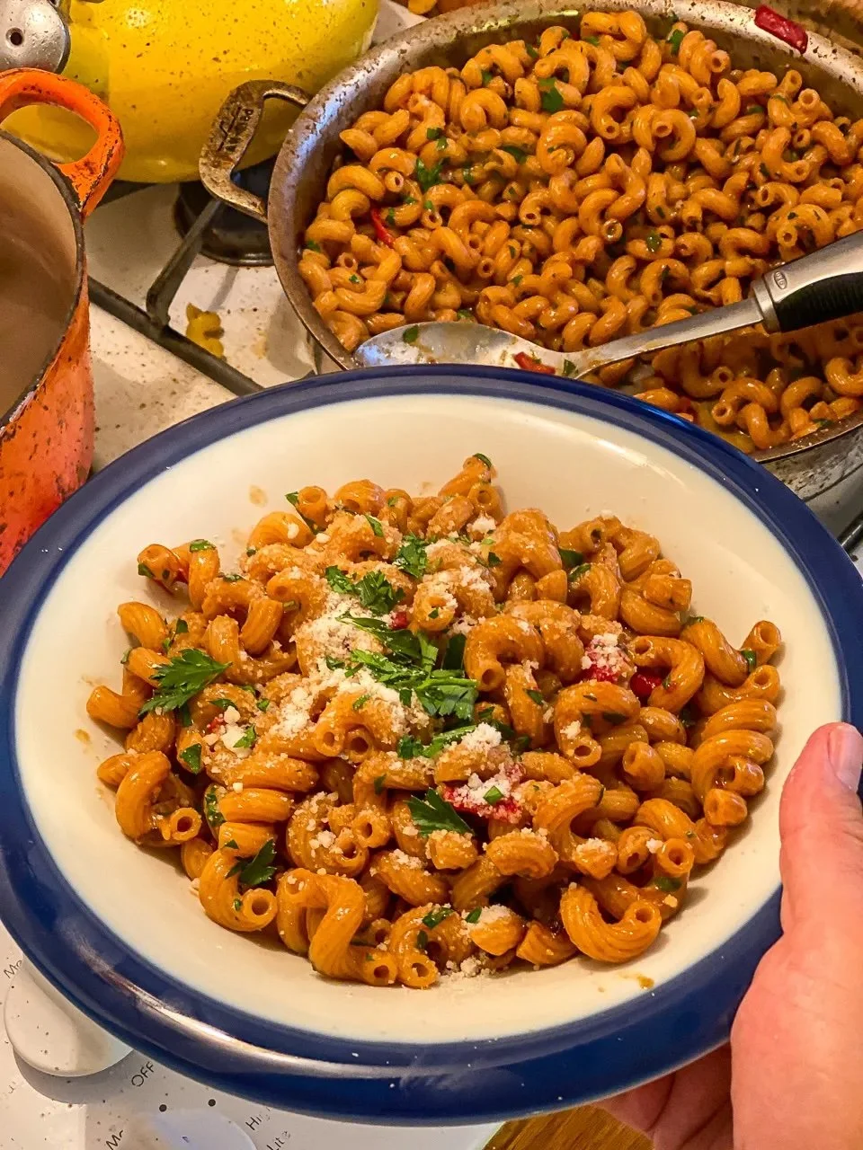 Cavatappi with Anchovies, Garlic, and Red Peppers