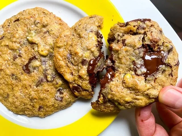 Chocolate Chip Cookies with Toasted Coconut and Pistachios