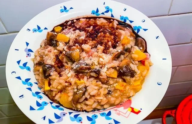 Delicata Squash and Mushroom Risotto with Parmesan and Saba