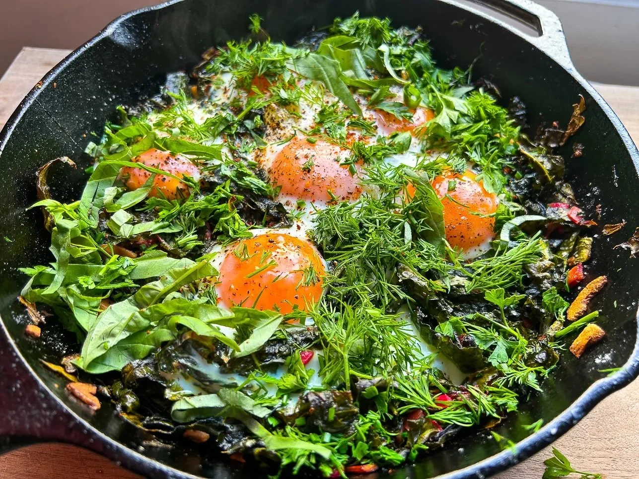 Eggs on a Green Blanket