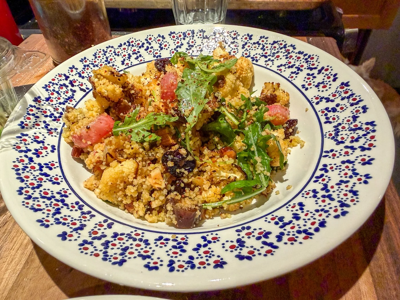 Roasted Cauliflower Couscous with Dates, Almonds, and Cherries