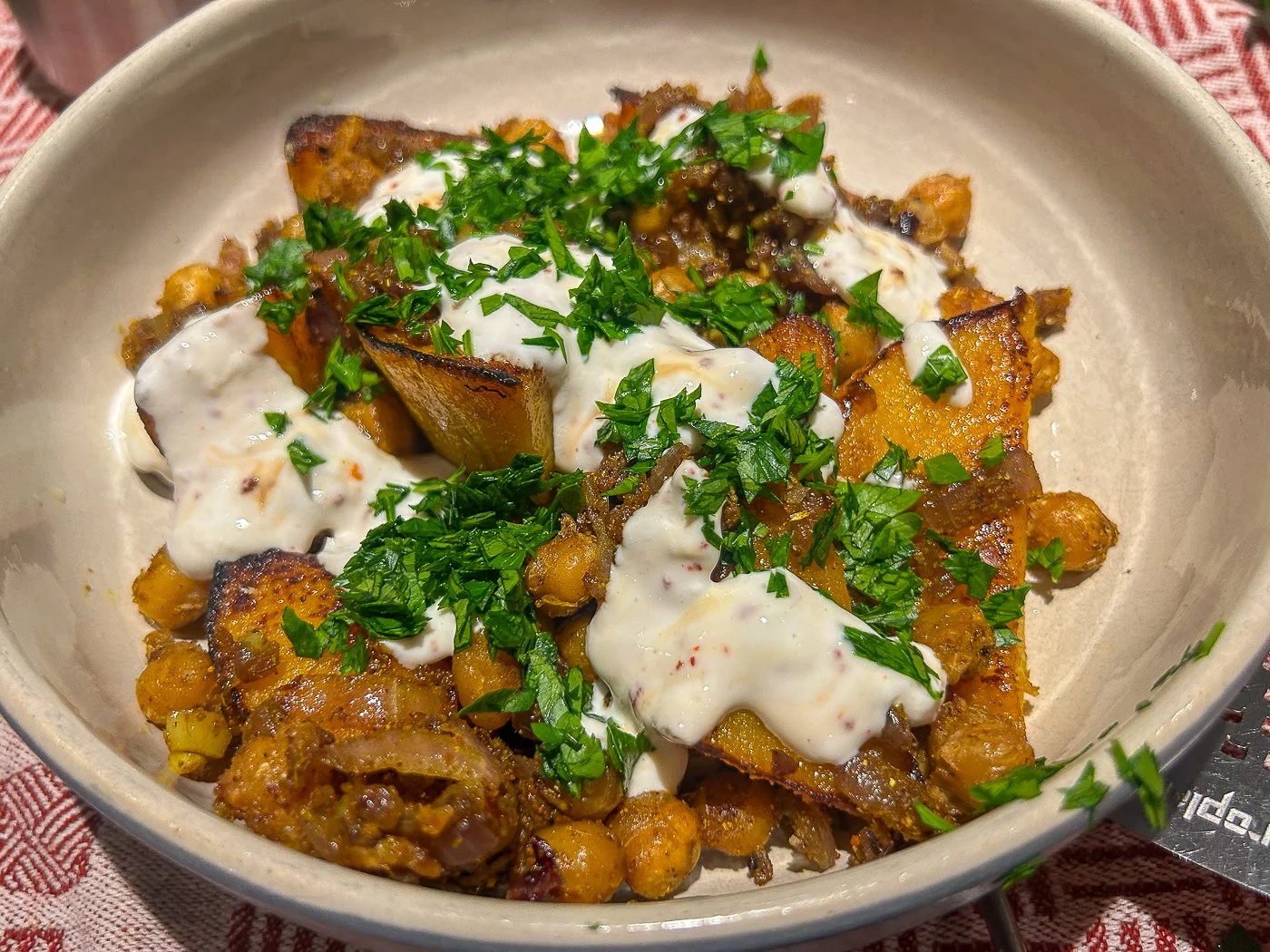 Seared Butternut Squash with Crispy Curried Chickpeas