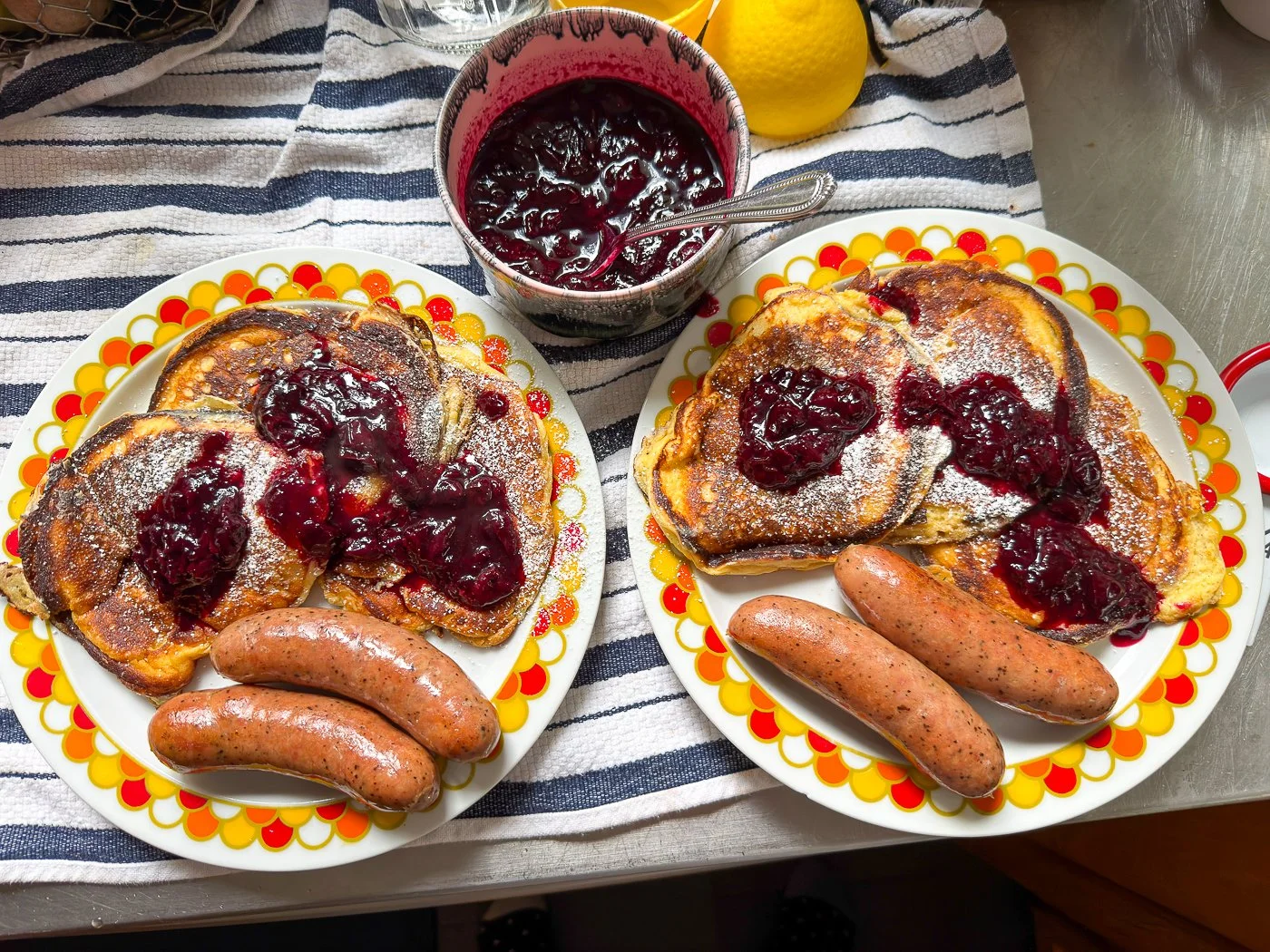 Sour Cream Pancakes with a Concord Grape Compote