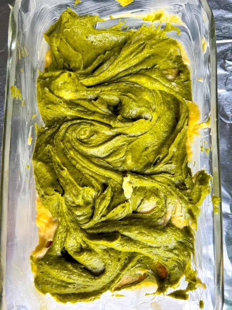 matcha pound cake batter