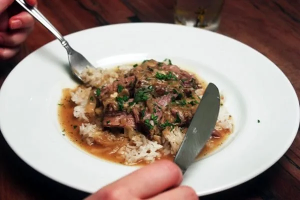 Smothered Pork Roast Over Rice