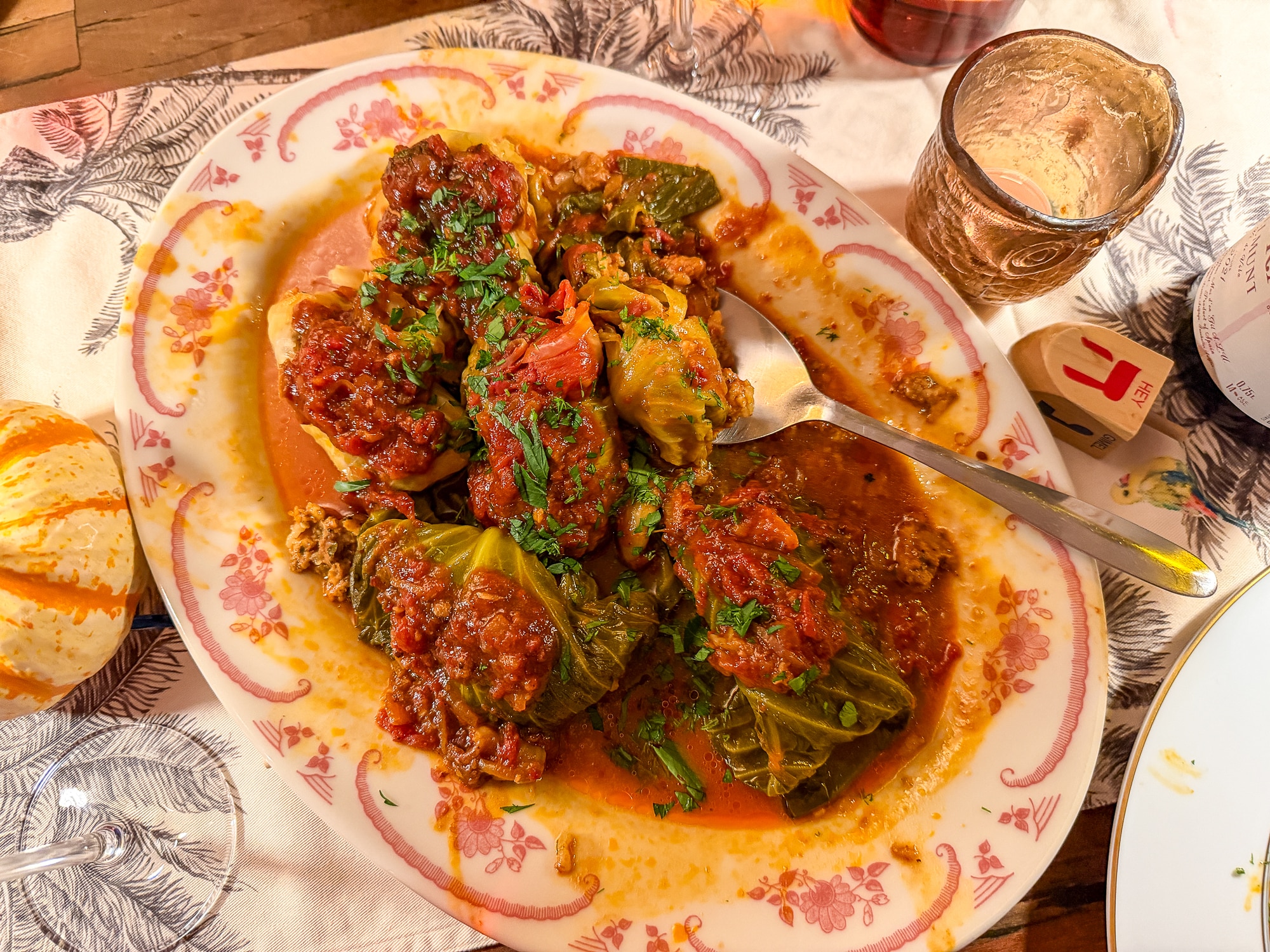 Stuffed Cabbage with Pomegranate Molasses and Mint