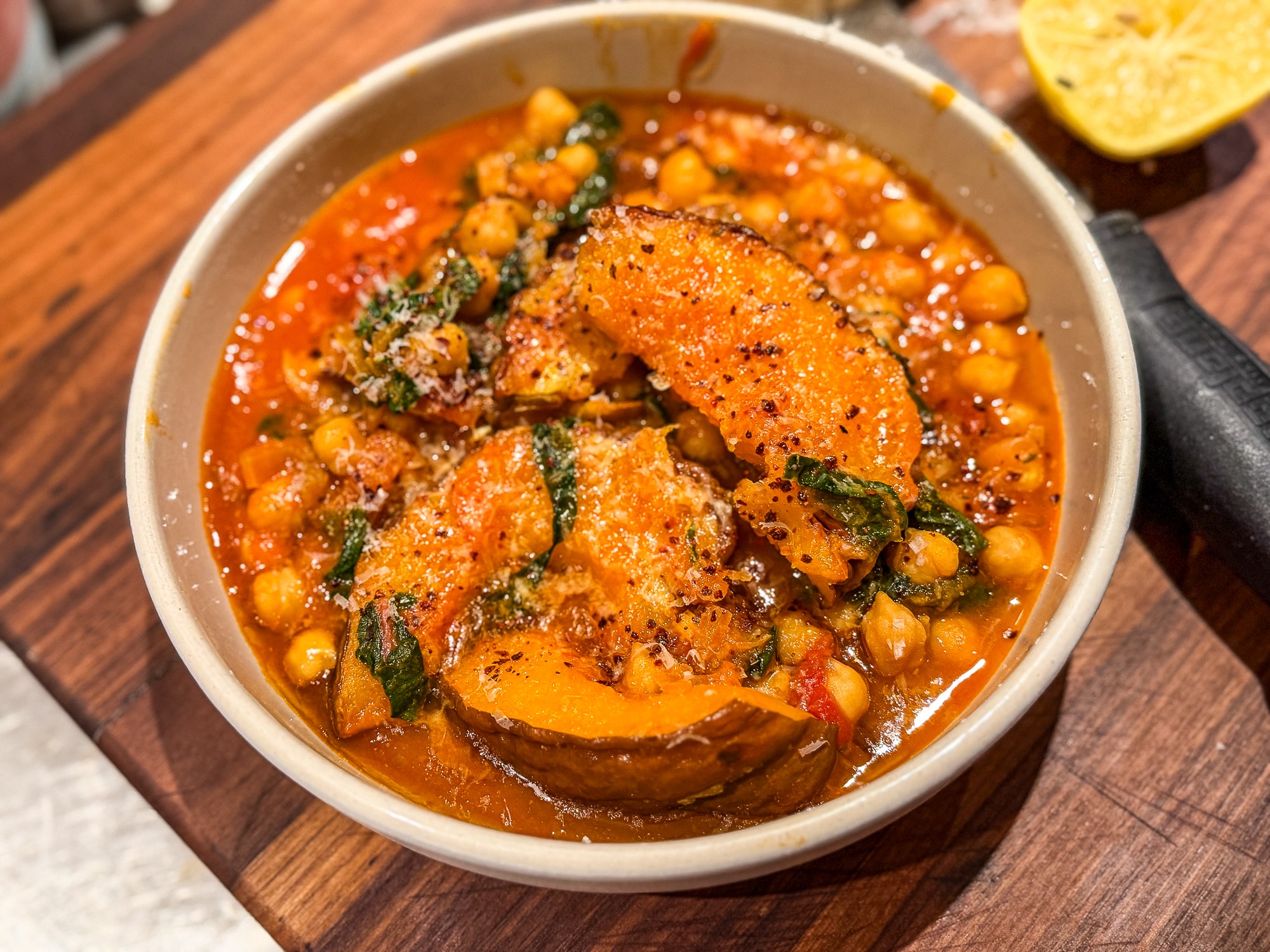 Too Good to Be Vegan: Squash, Chard, Chickpea, and Saffron Stew