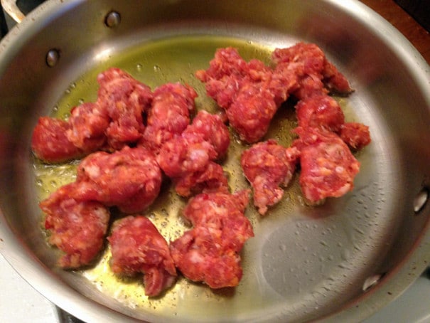 Eggs in Tomato Sauce with Sausage and Basil
